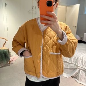 Shelter Quilted Jacket in Gold and Lavendar